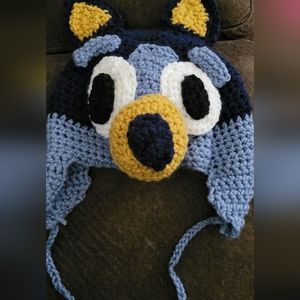 Handmade crochet Bluey hat